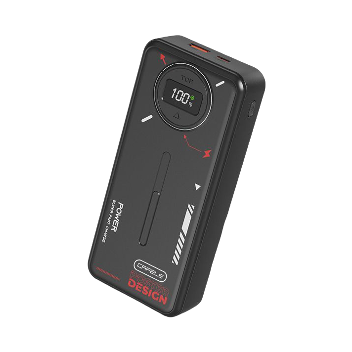 推荐商品：cafele/卡斐乐 K72-2 20000mAh 22.5W 自带线 移动电源 智能数显 持久续航 快充电 机甲风 防爆 提速 跨境 可上飞机