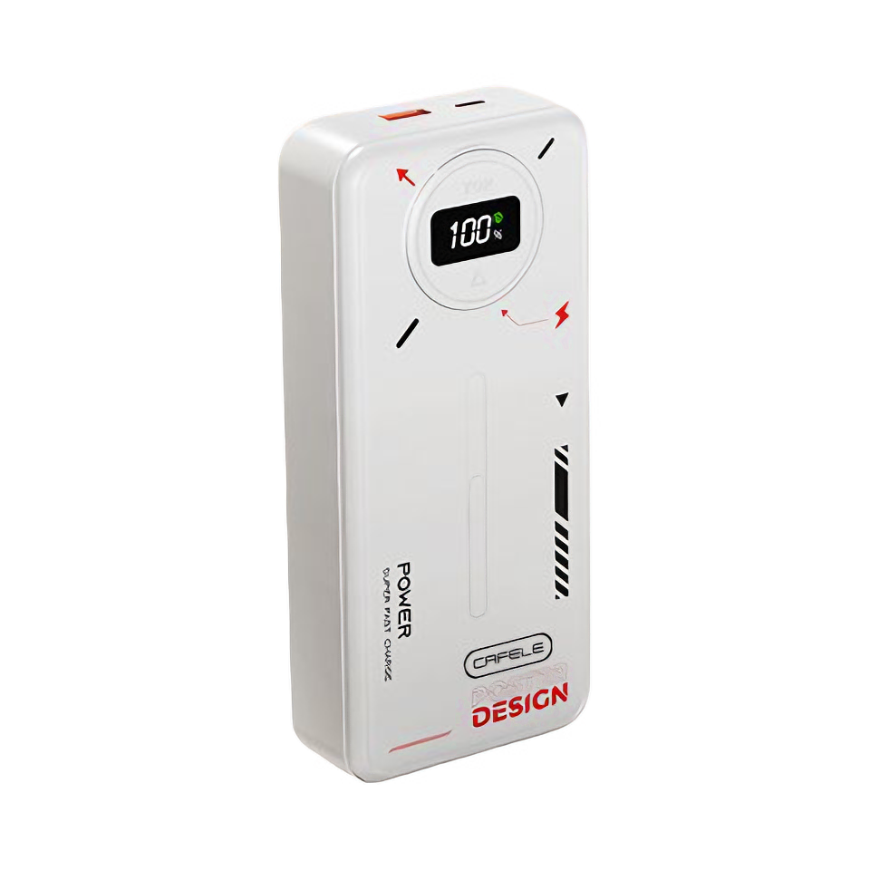 推荐商品：cafele/卡斐乐 K72-2 20000mAh 22.5W 自带线 移动电源 智能数显 持久续航 快充电 机甲风 防爆 提速 跨境 可上飞机