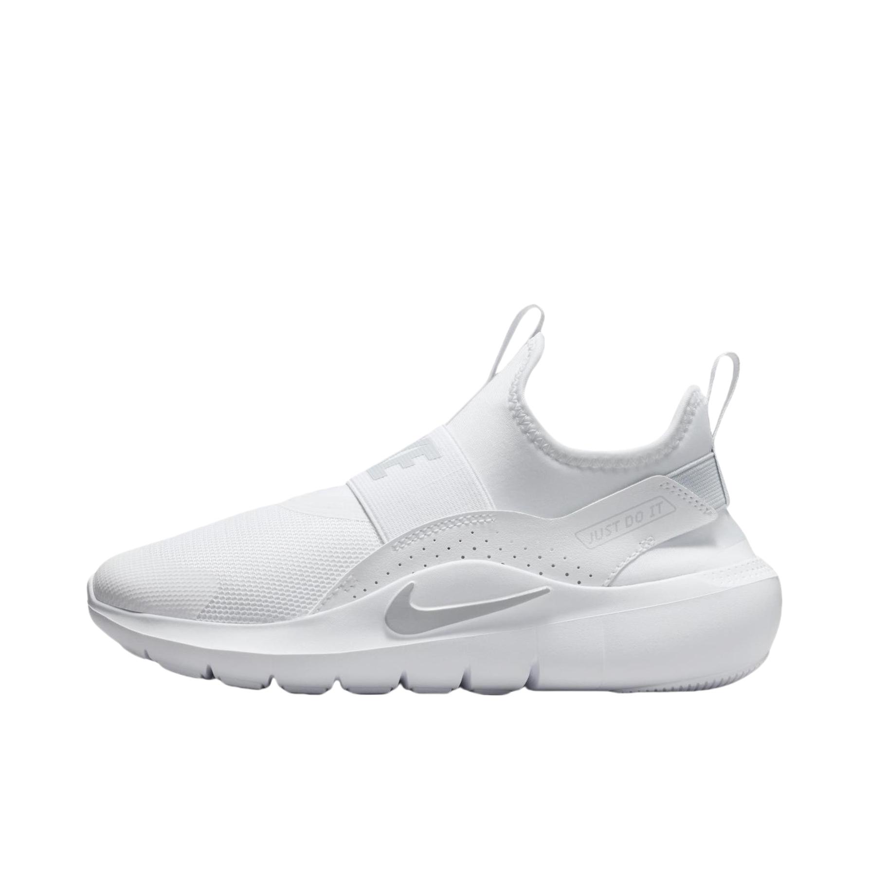 推荐商品：Nike Flex Runner 4 跑鞋 一脚蹬易穿脱贴合训练支撑 大童/白色/浅银灰