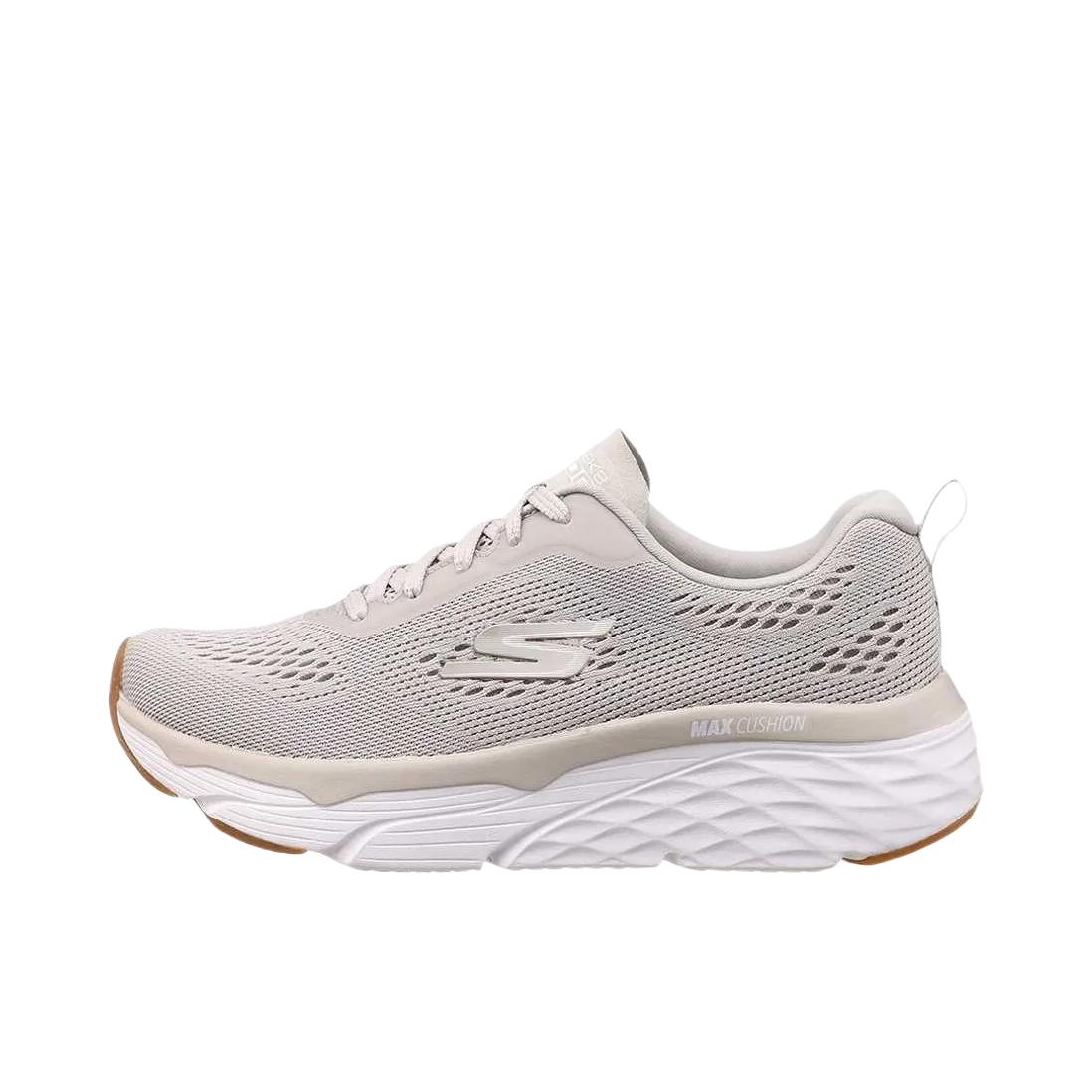 推荐商品：Skechers/斯凯奇 Max Cushioning Elite 防滑耐磨 缓震回弹 舒适轻便 网面透气 厚底 跑鞋 女款/米色