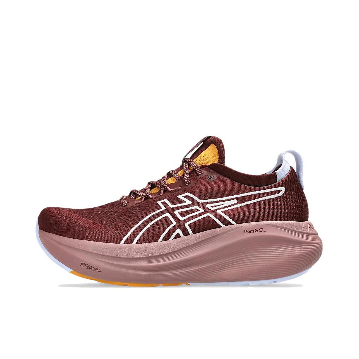 推荐商品：Asics/亚瑟士 Gel-Nimbus 27 跑鞋 防滑耐磨缓震轻量回弹舒适轻便支撑夜跑 红棕色