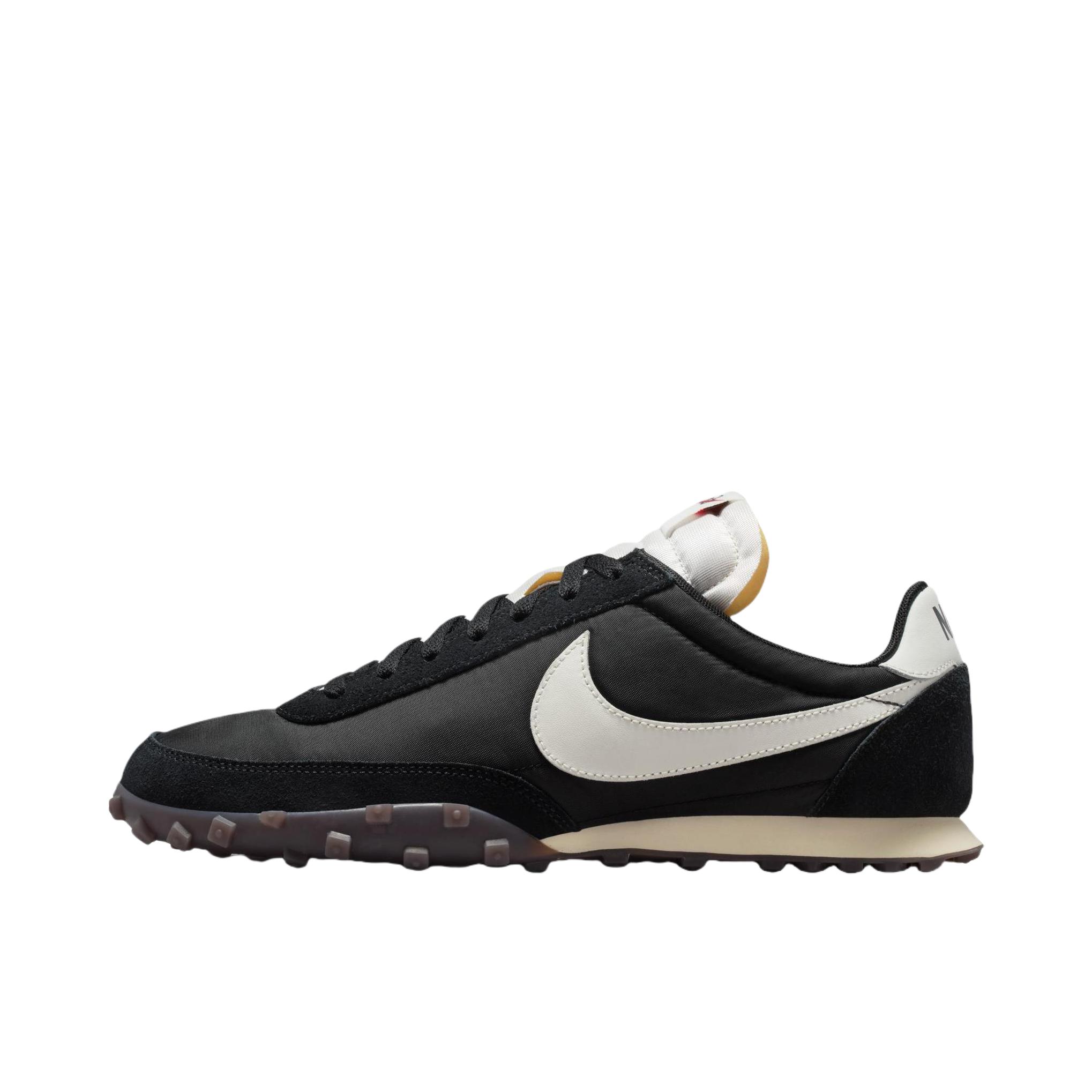推荐商品：Nike Waffle Racer 跑鞋 防滑耐磨舒适透气织物运动绒面革 黑色/白色