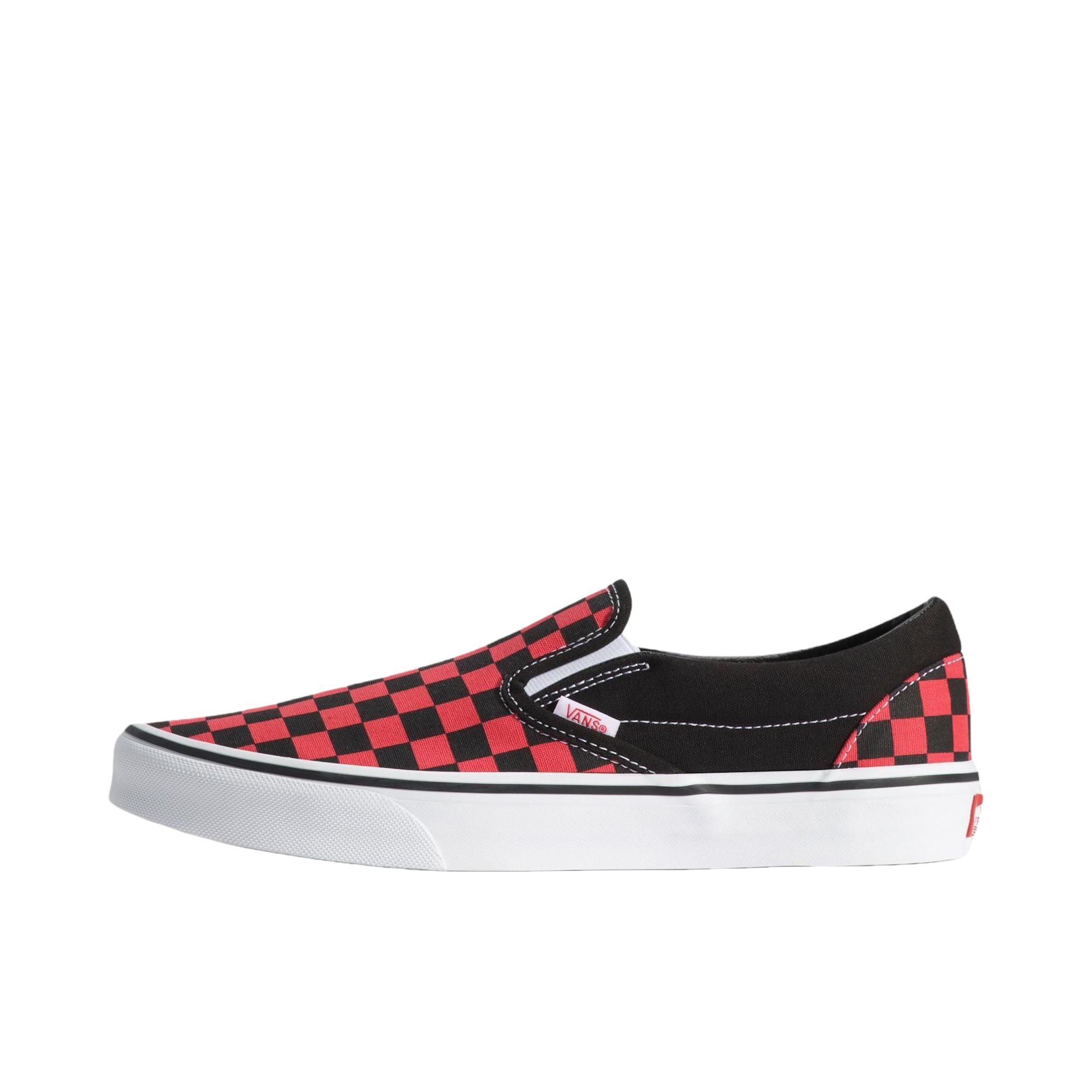 推荐商品：Vans/范斯 Classic Slip-on 防滑 简约 棋盘格 一脚蹬 百搭 休闲 帆布鞋 红色/碳黑色