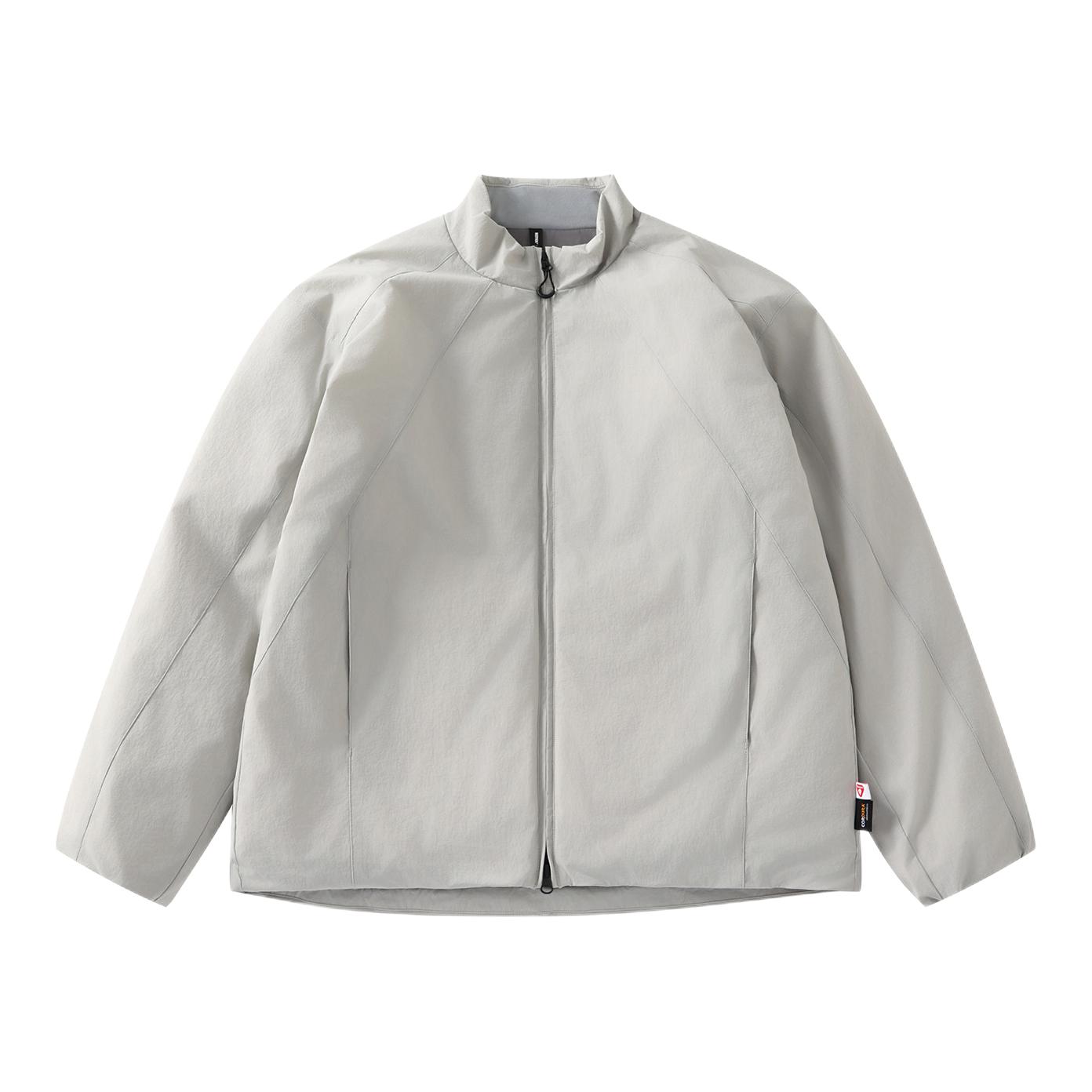 推荐商品：RESTICK 保暖纯色拉链立领金标棉服 灰白