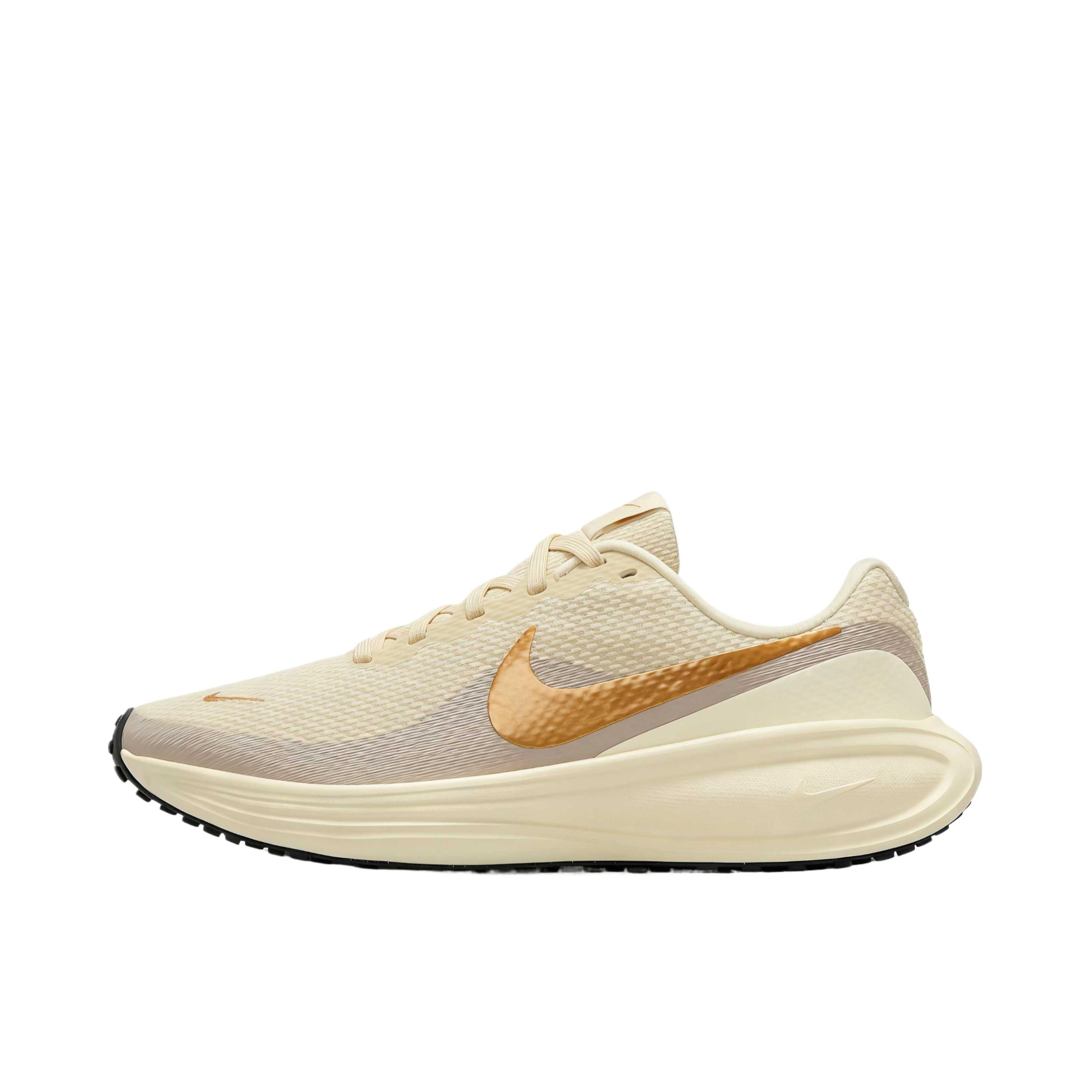 推荐商品：Nike Revolution 8 跑鞋 网布百搭防滑耐磨低帮缓震训练网面回弹轻便春夏支撑短跑贴合圆头 浅卡其色/椰奶色/暗黑色/金属金色
