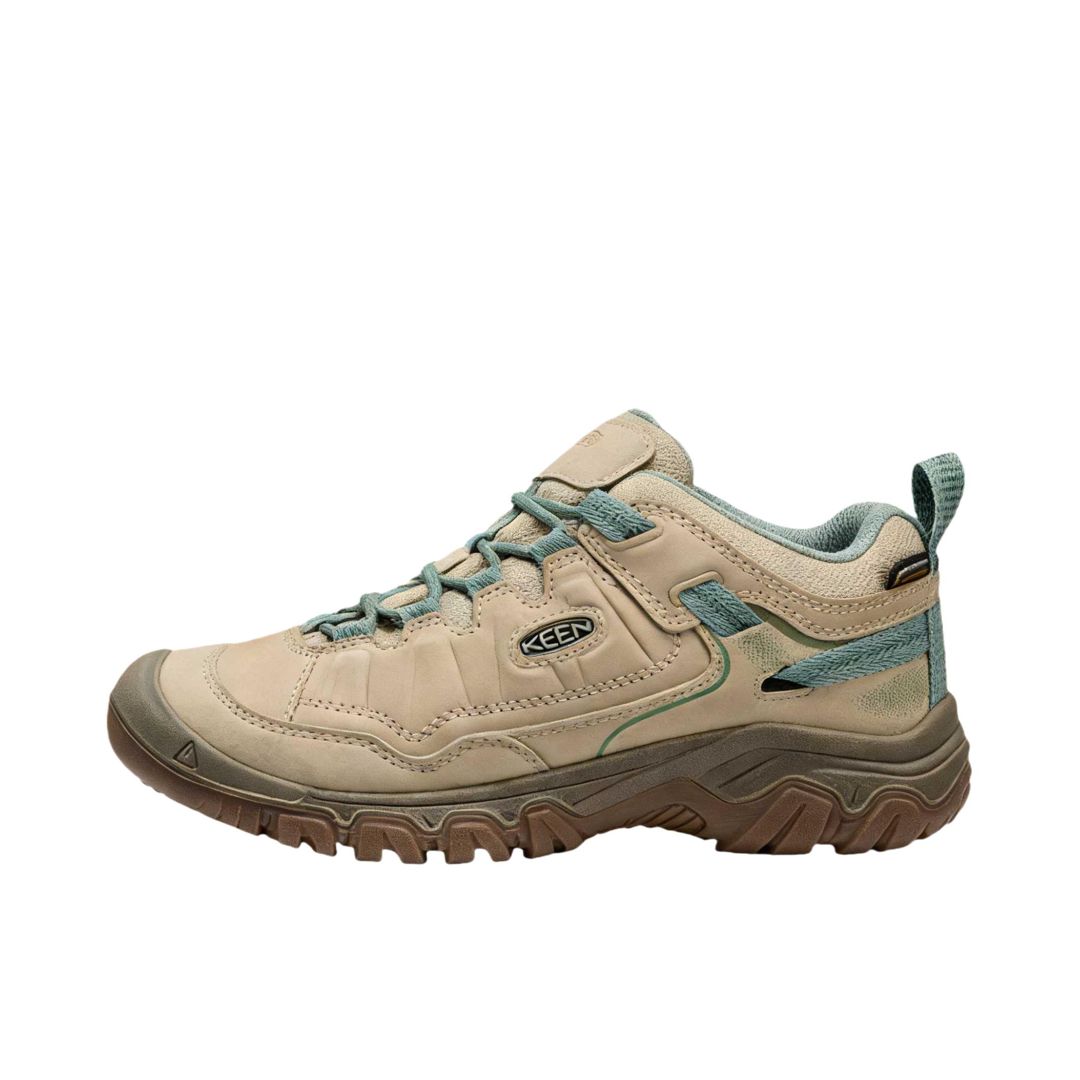 推荐商品：KEEN/科恩 Targhee 4 中帮 减震耐磨 舒适防水 户外鞋 徒步鞋 女款/浅灰色/荷叶绿