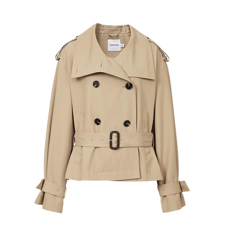 推荐商品：红袖 韩系极简洋气两穿领长袖风衣 女装 90125270701 卡其