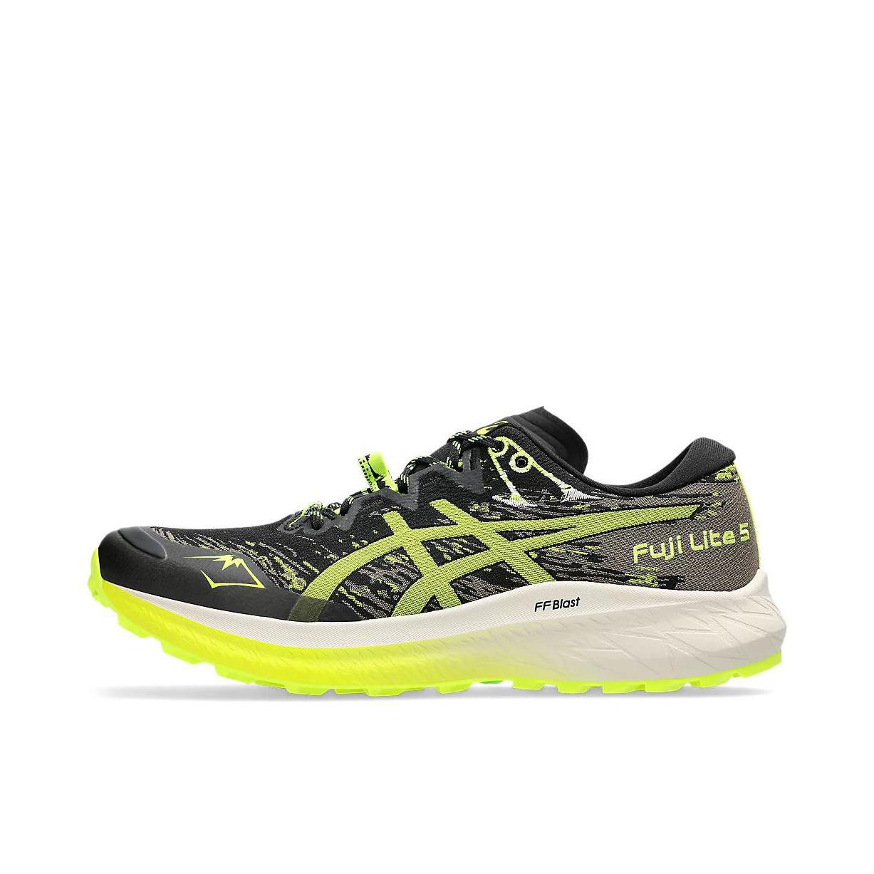 推荐商品：Asics/亚瑟士 Fuji Lite 5 跑鞋 缓震透气防滑耐磨轻便回弹抓地舒适百搭时尚 黑色/绿色