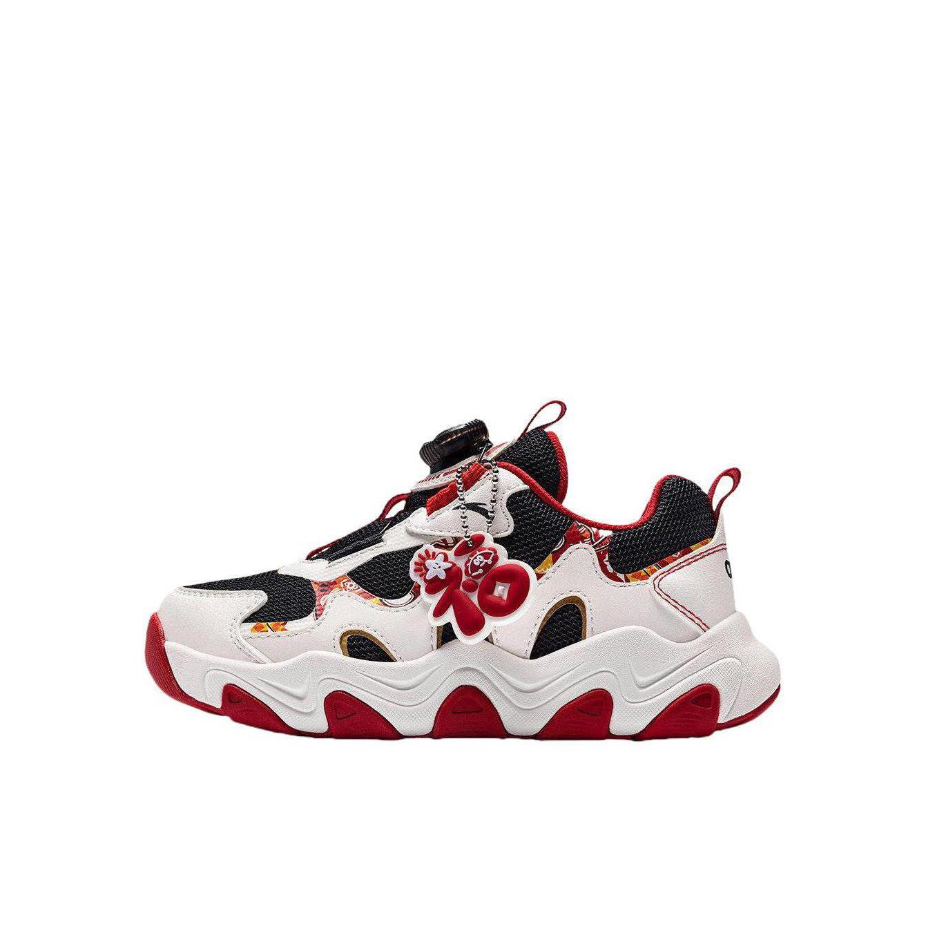 推荐商品：安踏 星芒 运动鞋儿童 软底舒适百搭耐磨纽扣犟弹防滑 小童/黑色/象牙白