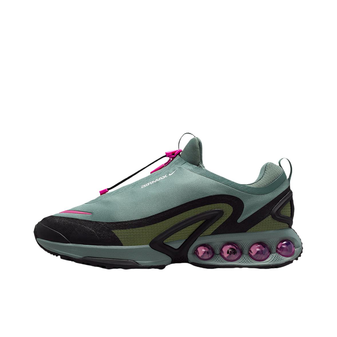推荐商品：Nike Air Max Dn 运动休闲鞋 柔软防滑耐磨缓震回弹支撑网布透气低帮平跟贴合 土绿色/火焰粉/天空浅橄榄绿/黑色