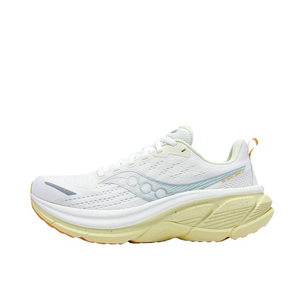 推荐商品：Saucony/索康尼 Hurricane 飓风 25 跑鞋 柔软减震支撑轻便旗舰级美观回弹稳定越野 女款/米白色/黄色