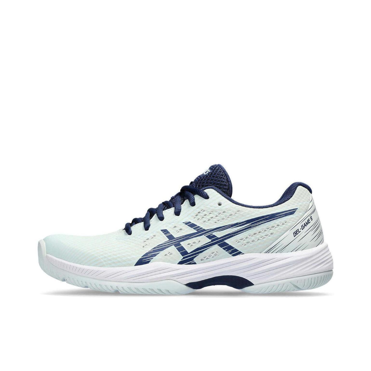 推荐商品：Asics/亚瑟士 Gel-Game 9 速度型 防滑抓地 网面透气 稳定支撑 网球鞋 女款/绿蓝