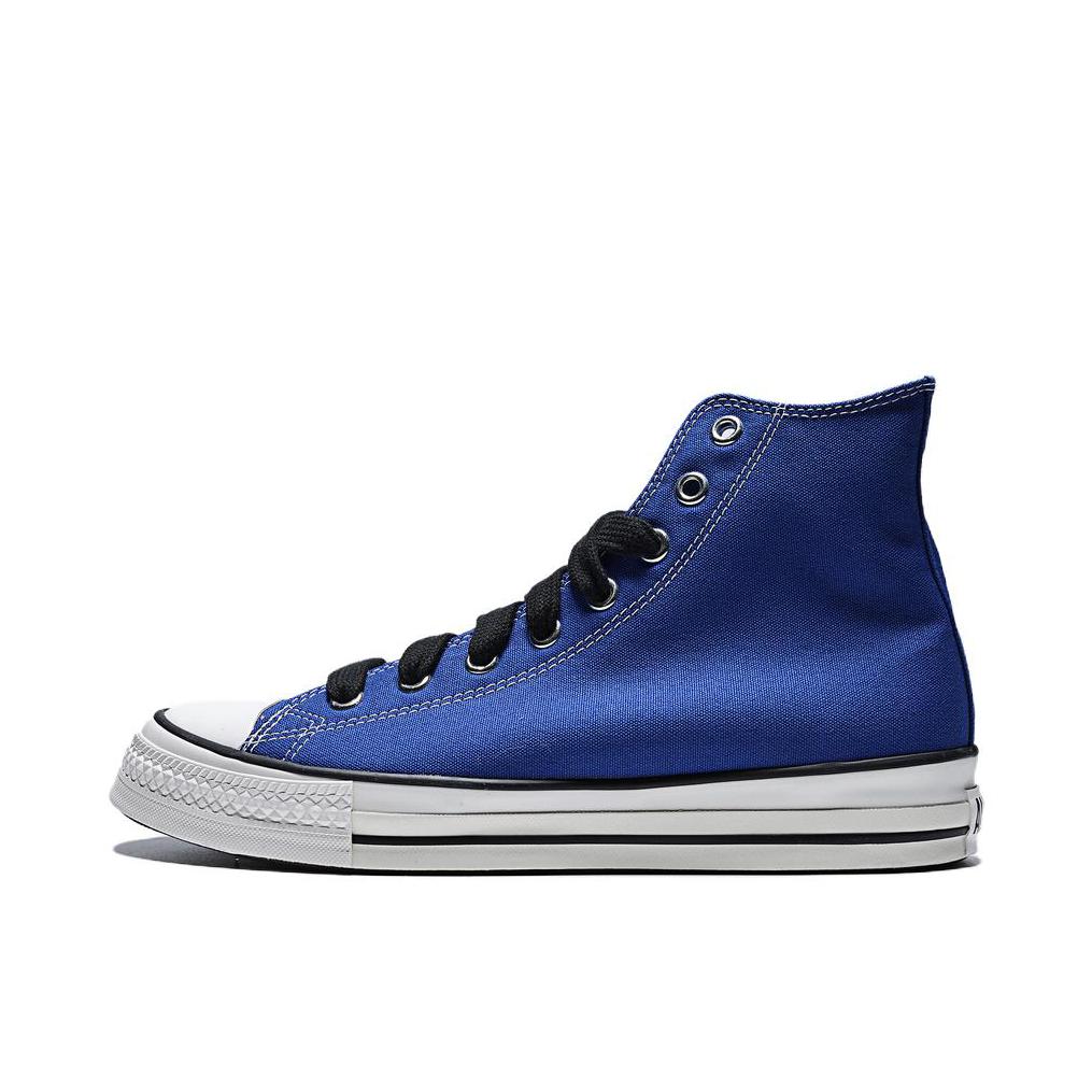 推荐商品：Converse/匡威 Chuck Taylor All Star 帆布鞋 常青款轻便防滑耐磨百搭复古圆头减震贴合高帮 高帮/蓝色/碳黑色