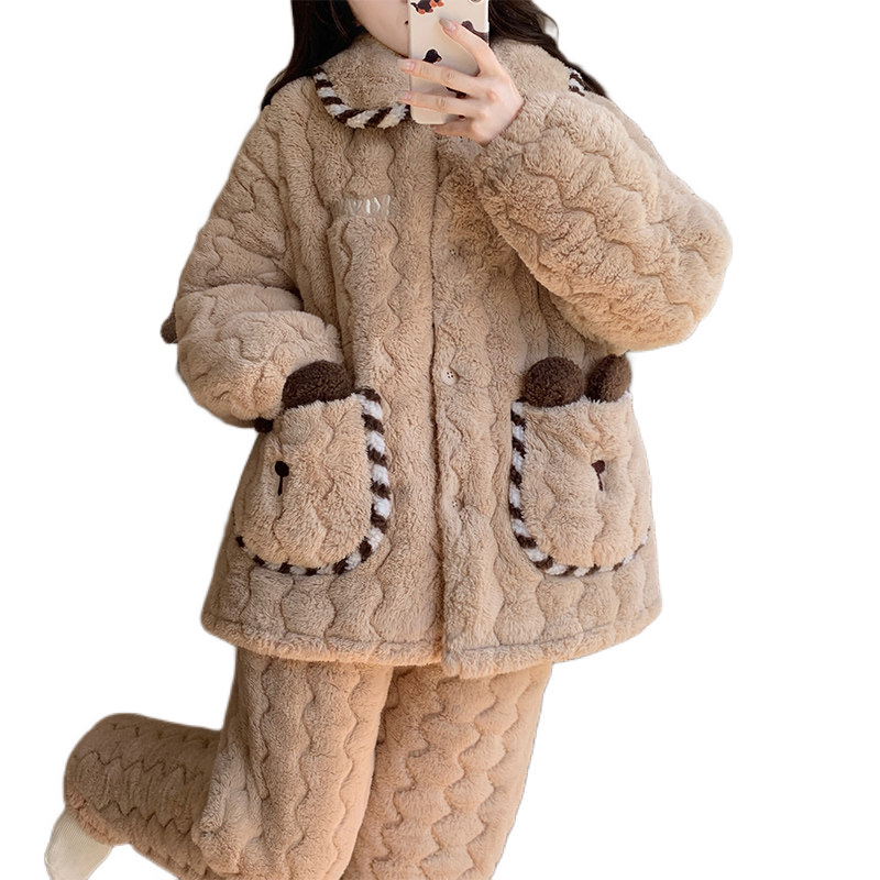 推荐商品：OUSHIBO/欧诗帛 加绒加厚长袖睡衣 女装 96367 卡皮巴拉 