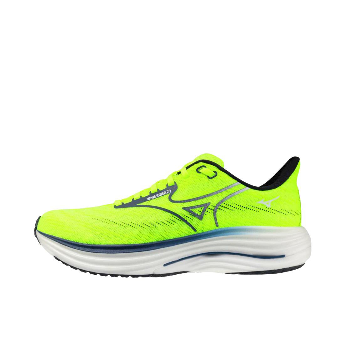 推荐商品：Mizuno/美津浓 WAVE RIDER 29 跑鞋 透气缓震舒适支撑回弹轻便贴合 黄色/白色 