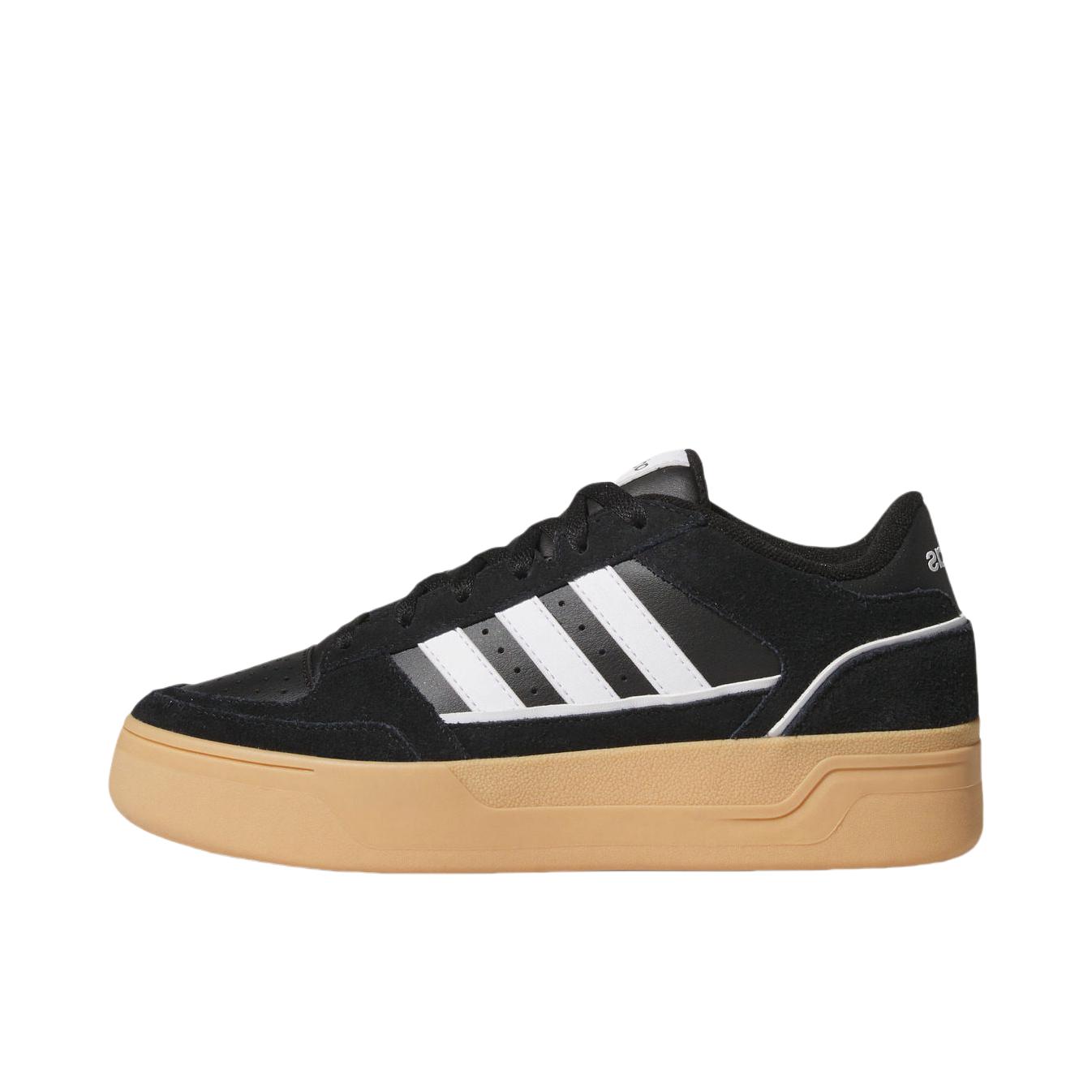 推荐商品：adidas BREAK START BOLD 板鞋 百搭厚底圆头系带增高 黑色/白色/树脂黄