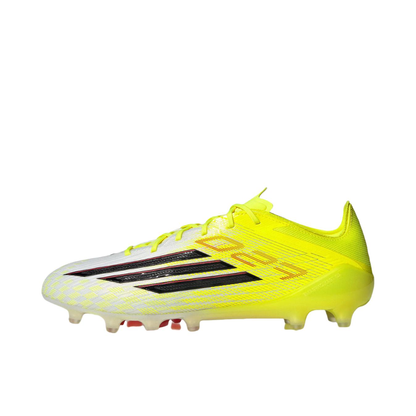 推荐商品：adidas F50 Elite AG 顶级 胶质短钉 软人造草坪 防滑耐磨 足球鞋 亮黄荧光/黑色/亮红色