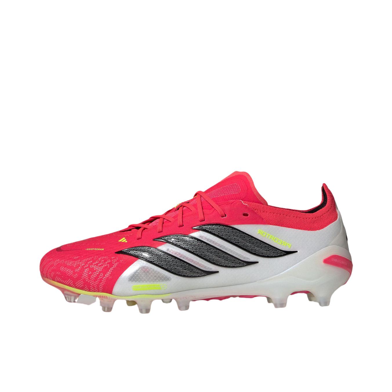推荐商品：adidas Predator Elite AG 顶级 胶质短钉 软人工草场 防滑耐磨 足球鞋 亮红色/白色/黑色