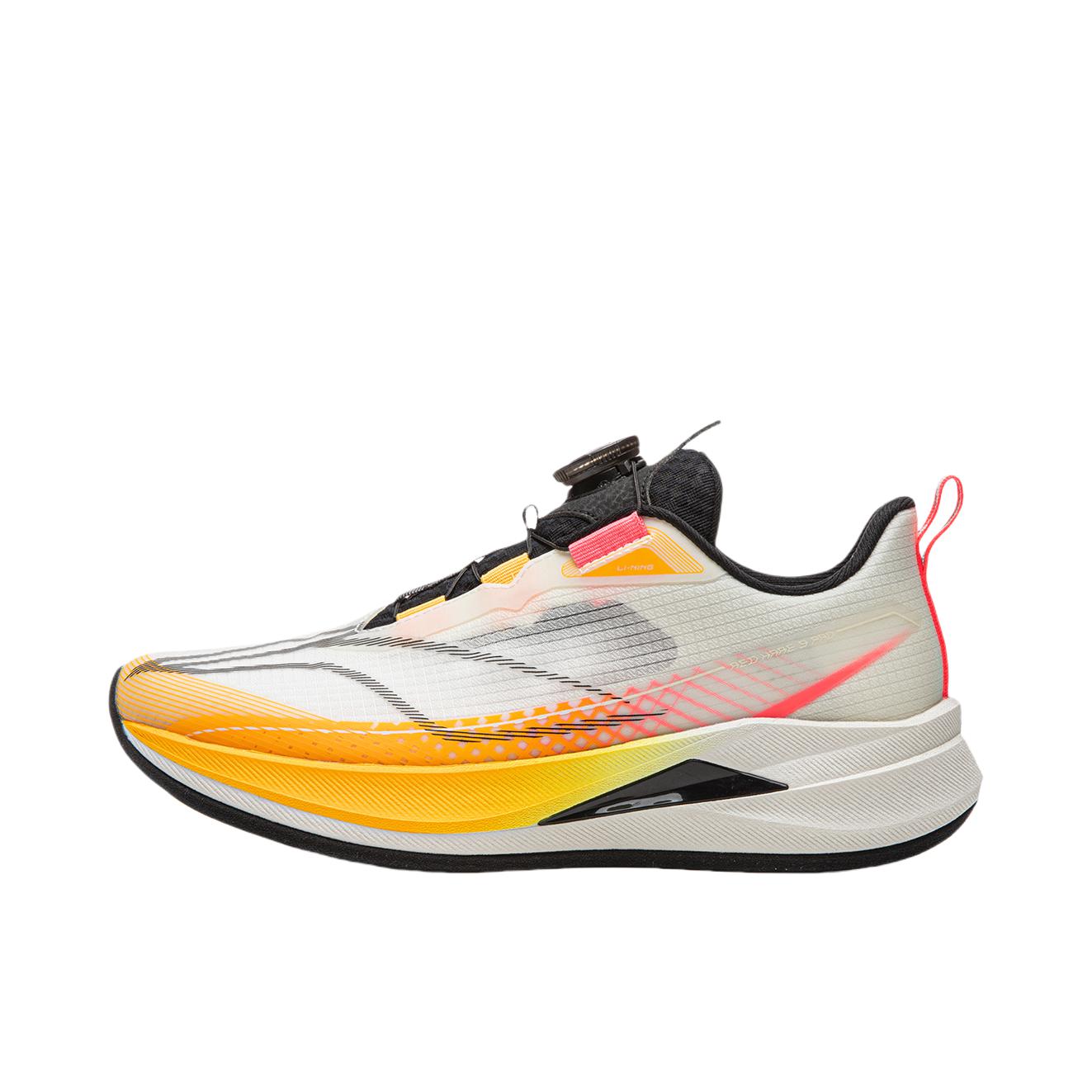 推荐商品：李宁 赤兔9 PRO 运动鞋儿童 防滑耐磨减震支撑旋转扣轻量高回弹竞速 大童/白色/橙色