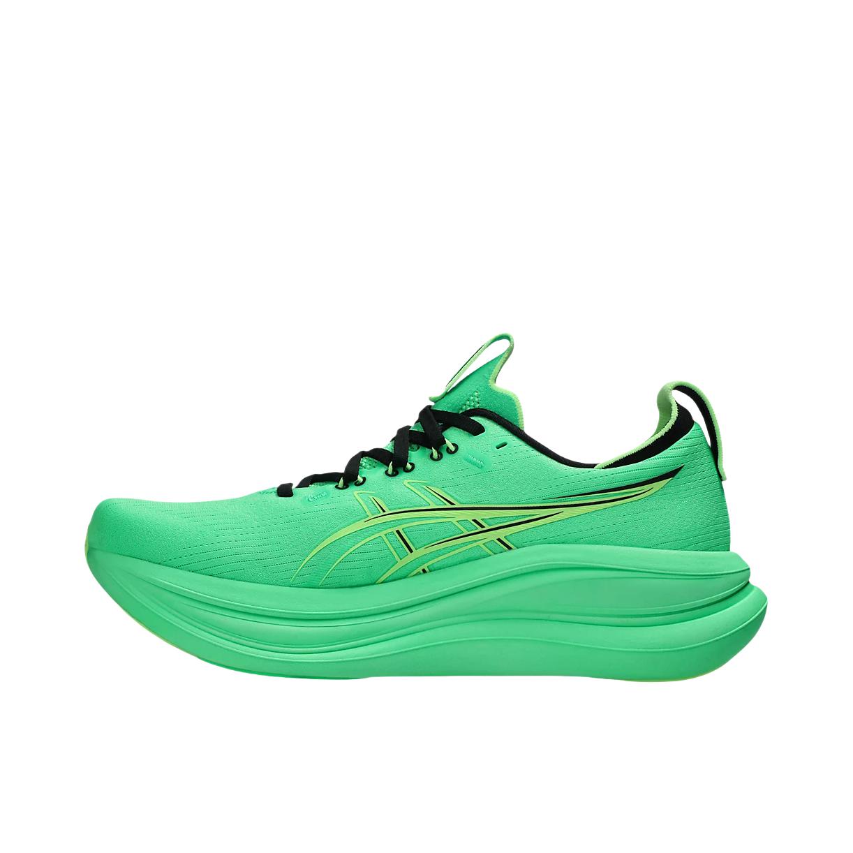 推荐商品：Asics/亚瑟士 GEL-NIMBUS 28 跑鞋 百搭时尚舒适圆头减震回弹夜跑轻便贴合支撑网面抓地慢跑缓冲缓震马拉松训练防滑冬季稳定竞速增高通勤鞋 活力绿/照亮绿