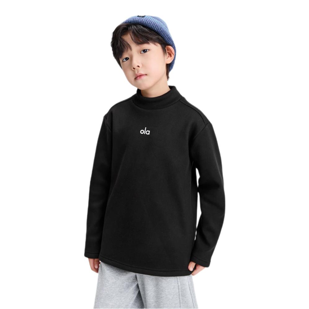 推荐商品：zosee/左西童装 抑菌抗静电加厚奥粒绒长袖T恤 男中小童 黑