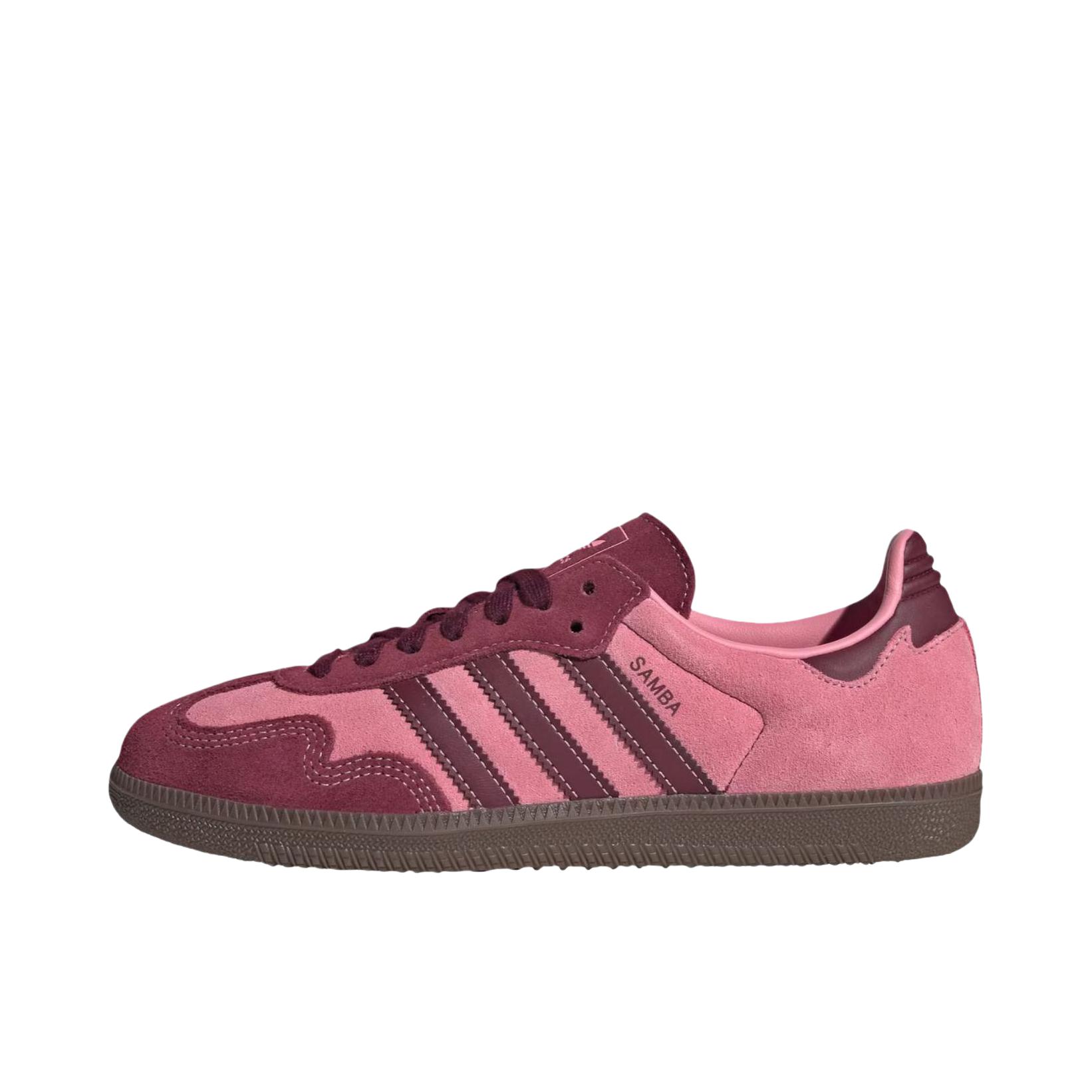 推荐商品：adidas Originals Samba OG T头鞋 板鞋 经典复古舒适百搭耐磨合成革圆头薄底贴合 粉色/酒红色