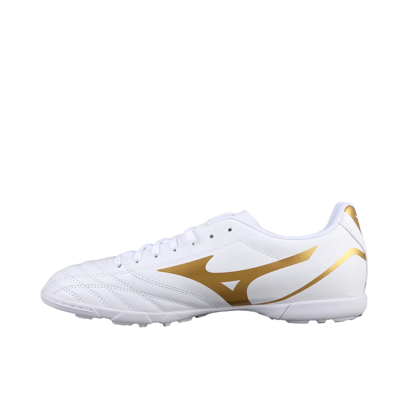 推荐商品：Mizuno/美津浓 Folgado Pro KL TF 轻便舒适 防滑耐磨 缓震圆头 碎钉 胶质 休闲 足球鞋 白色/金色