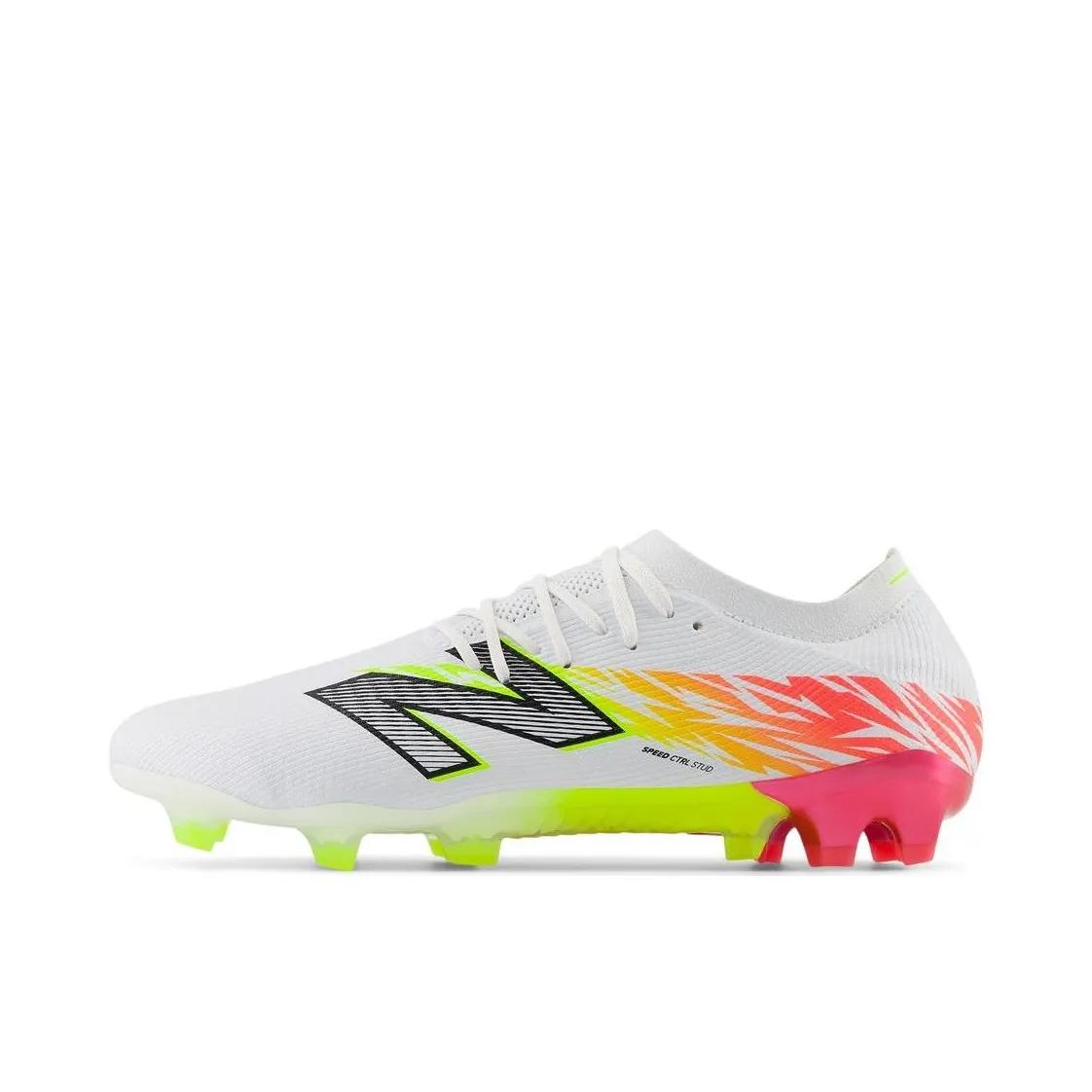 推荐商品：New Balance Furon ELITE V8 FG 防滑 耐磨 平跟 足球鞋 白色/绿色/橙色