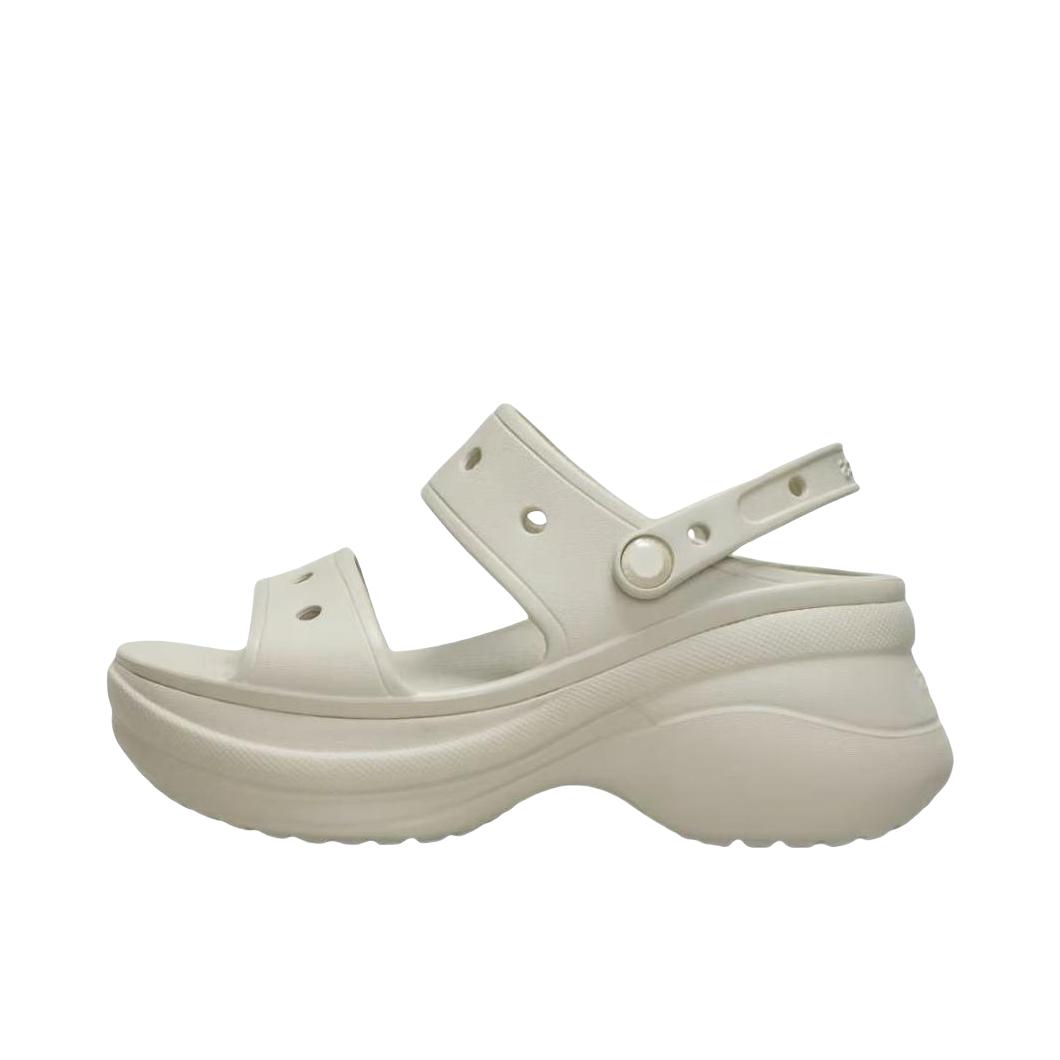 推荐商品：Crocs/卡骆驰 Classic Bay 小鲸鱼 凉鞋 外穿简约沙滩一脚蹬高跟一字带坡跟鞋 女款/米色
