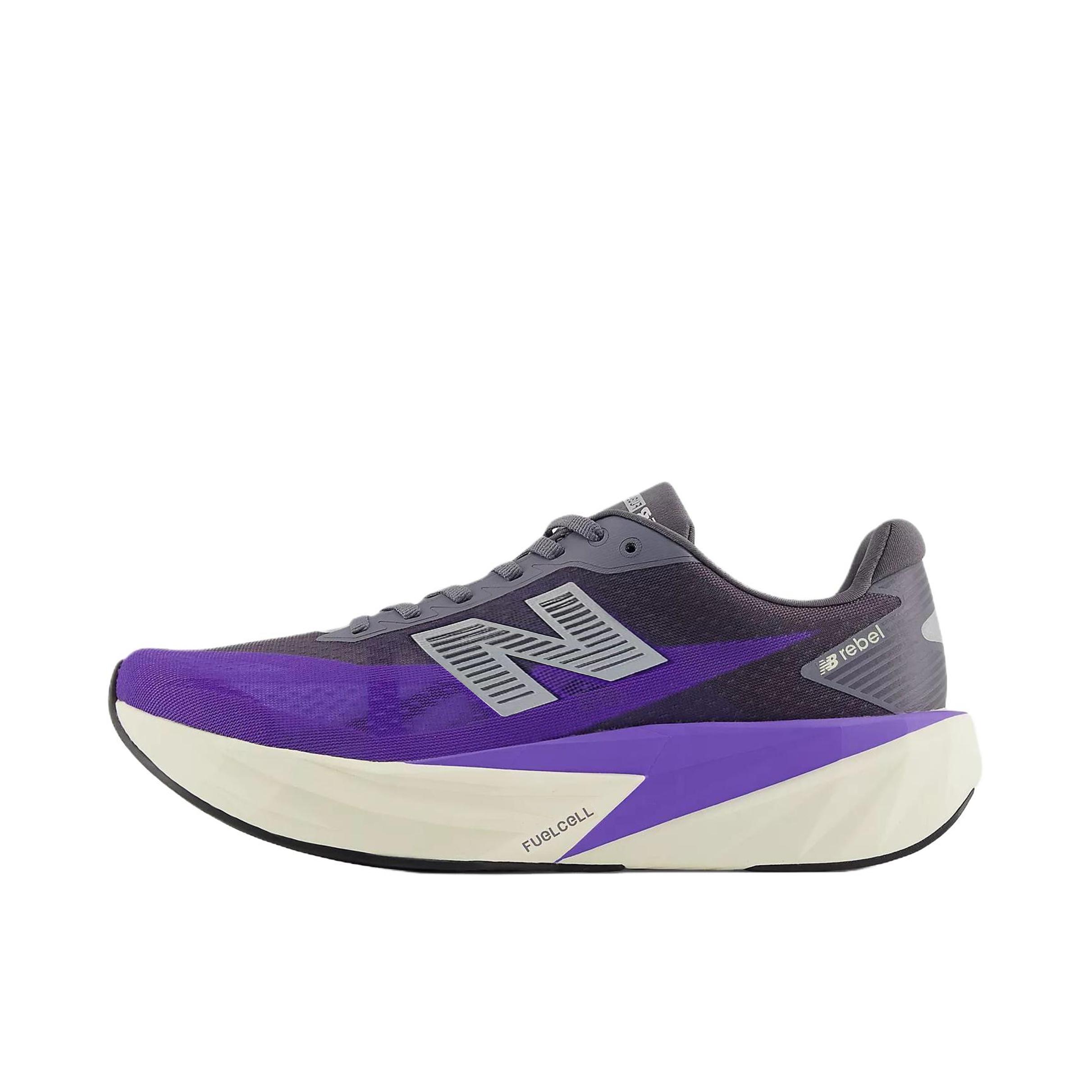 推荐商品：New Balance FuelCell Rebel v5 跑鞋 轻量竞速支撑回弹缓震减震轻便速训稳健抓地韧弹贴合稳固耐用 D宽/灰色/紫色