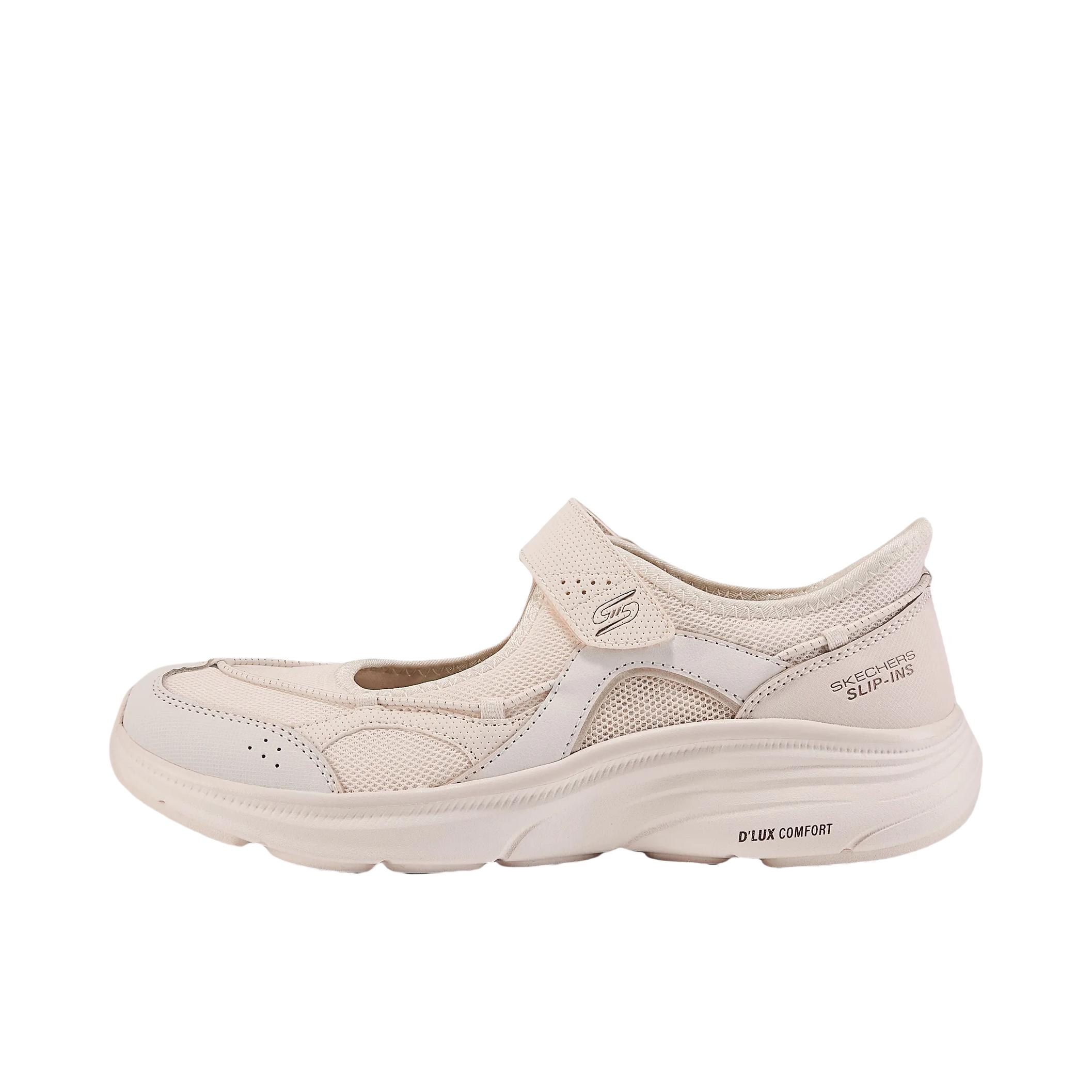 推荐商品：Skechers/斯凯奇 D'lux Comfort 运动休闲鞋 百搭户外厚底舒适玛丽珍网布魔术贴浅口闪穿软底增高一脚蹬轻便 女款/浅粉色