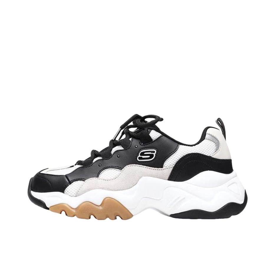 推荐商品：Skechers/斯凯奇  D'Lites 3.0  老爹鞋 熊猫鞋 复古厚底增高支撑 Black/Tan 黑色/白色/棕色