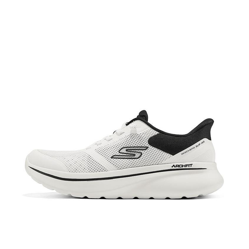 推荐商品：Skechers/斯凯奇 GO WALK 运动休闲鞋 时尚舒适潮流透气支撑网面健步鞋一脚蹬轻便减震复古缓震软底厚底 白色/黑色