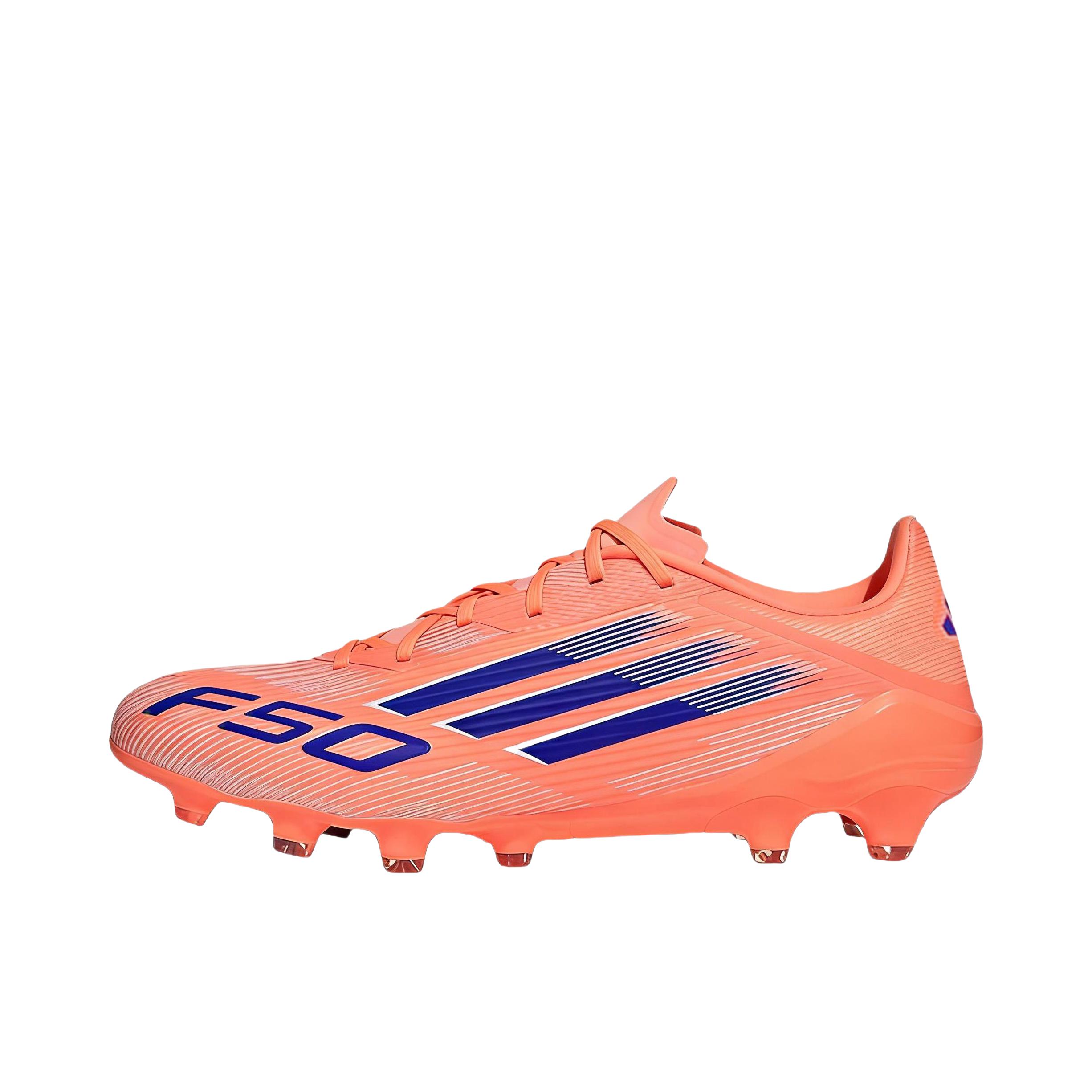 推荐商品：adidas F50 PRO HG/AG 次顶级 胶质混钉 人造草地 舒适百搭 足球鞋 橙色/蓝色