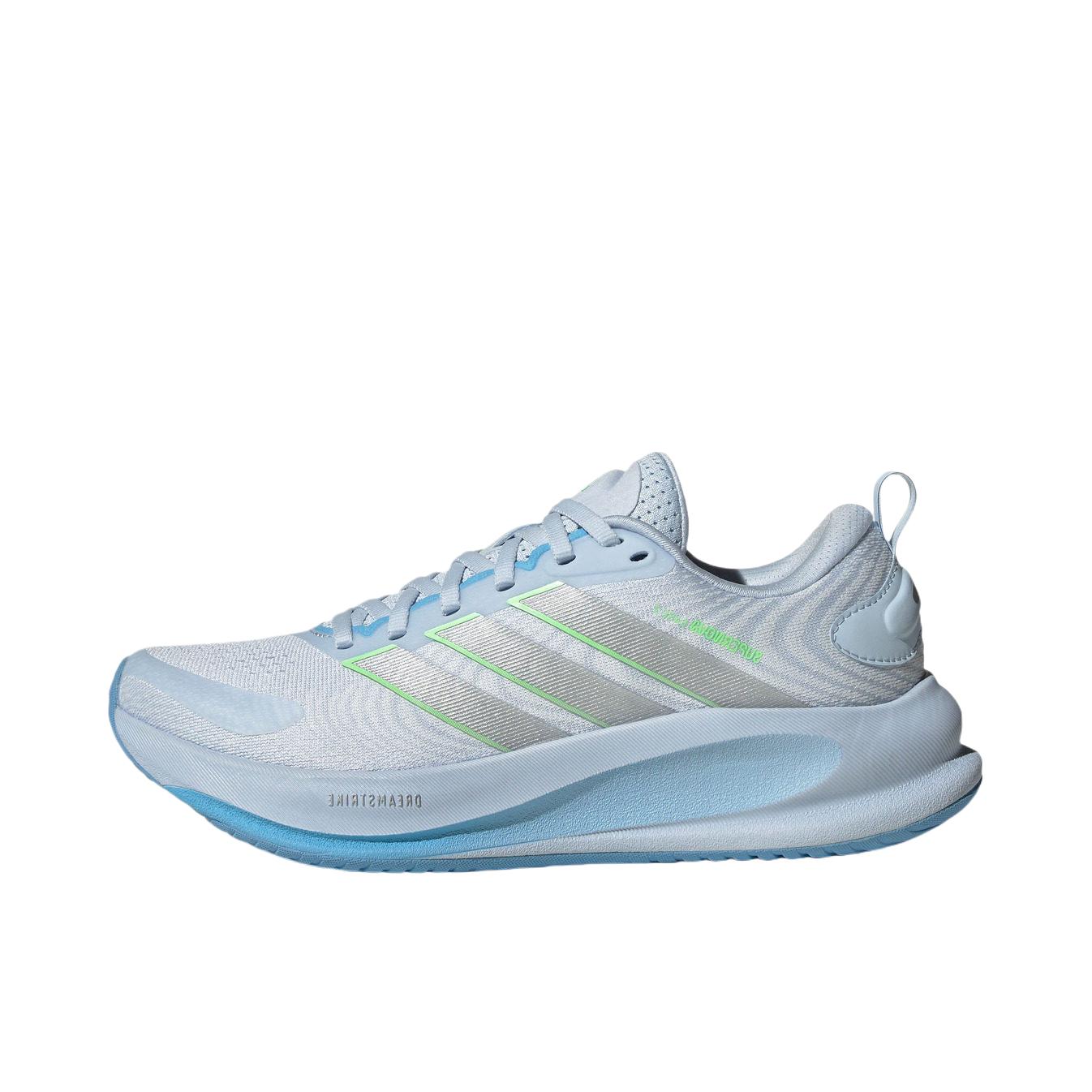 推荐商品：adidas SUPERNOVA EASE 2 跑鞋 系带橡胶厚底圆头贴合支撑慢跑轻便网面缓震 晶蓝色/金属银/浅魔力蓝