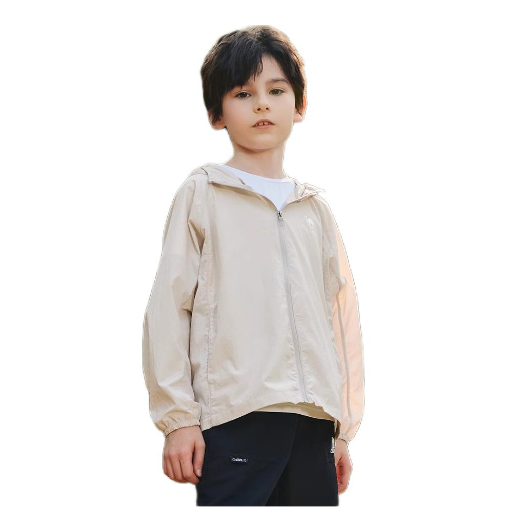 推荐商品：Camel/骆驼童装 防紫外线凉感连帽防晒衣 中大童 D65BA45048 橡木灰 