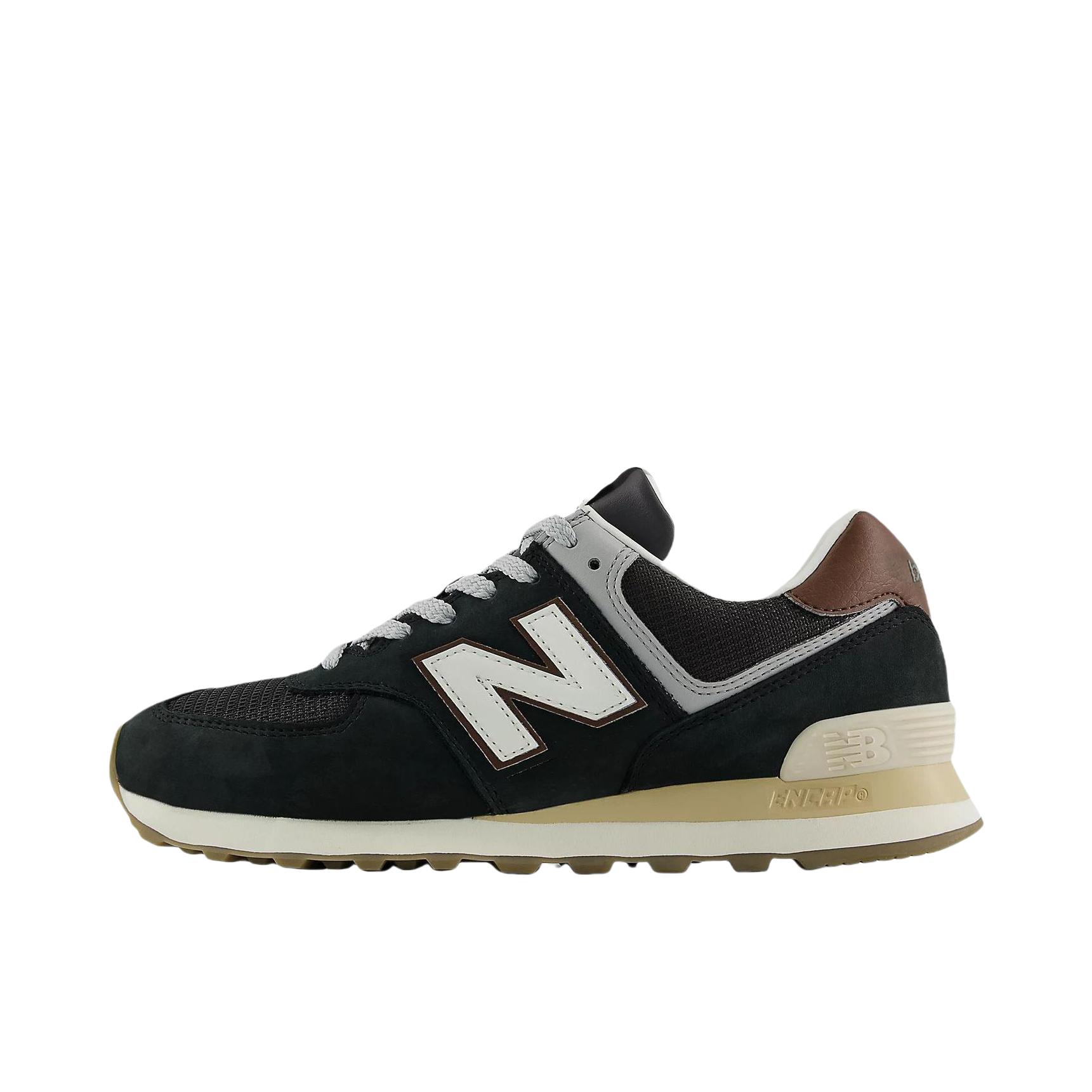 推荐商品：New Balance 574 运动休闲鞋 阿甘鞋 经典复古防滑耐磨缓震舒适透气时尚百搭轻便 D宽/深黑色/米色