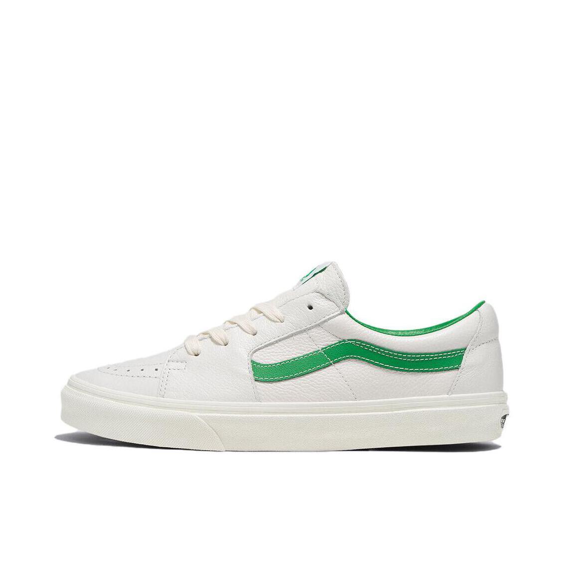 推荐商品：Vans/范斯 SK8-Low 板鞋 防滑耐磨舒适减震潮流拼接百搭休闲复古风帅气高街运动简约风薄底 白色/绿色