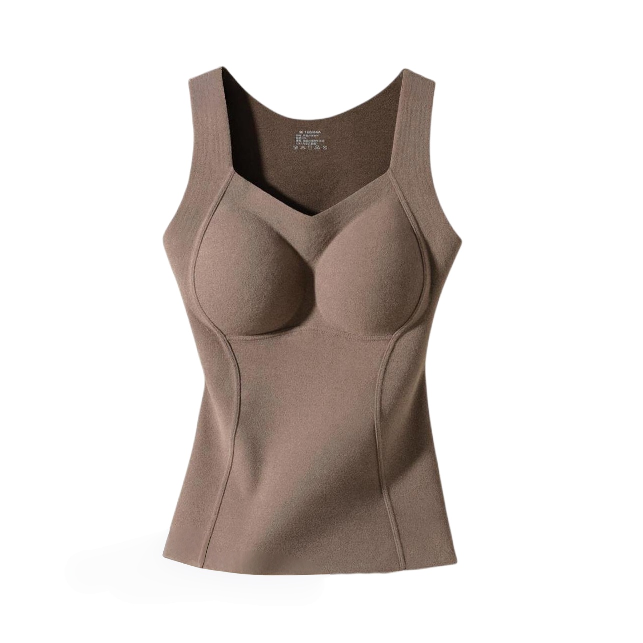 推荐商品：Moonbadi/梦芭蒂 保暖德绒带胸垫内搭背心 女装 FX4906 咖