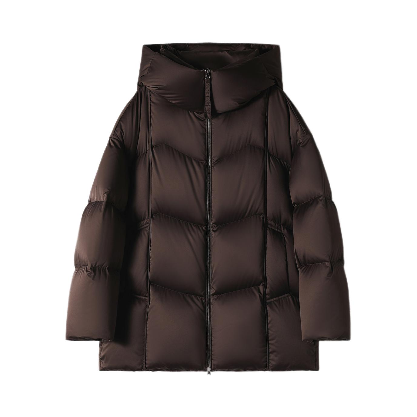 推荐商品：xhange/笑涵阁 倍暖系列纯色鹅绒长袖羽绒服 女装 YRC866310VG 茶褐