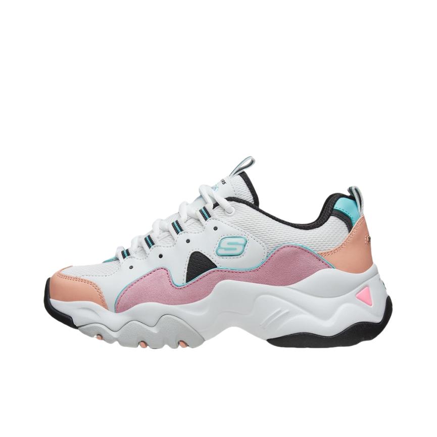 推荐商品：Skechers/斯凯奇  D'Lites 3.0  老爹鞋 熊猫鞋 复古厚底增高支撑 White/Pink/Black 白粉黄