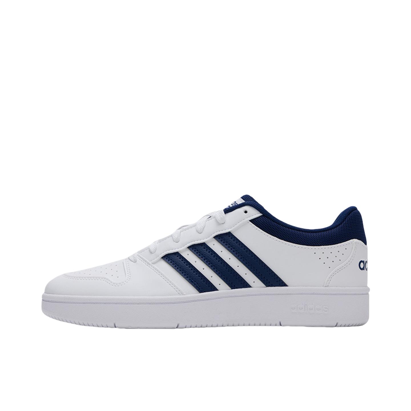 推荐商品：adidas HOOPS CLASSIC 板鞋 低帮轻便休闲舒适贴合 白色/深蓝色