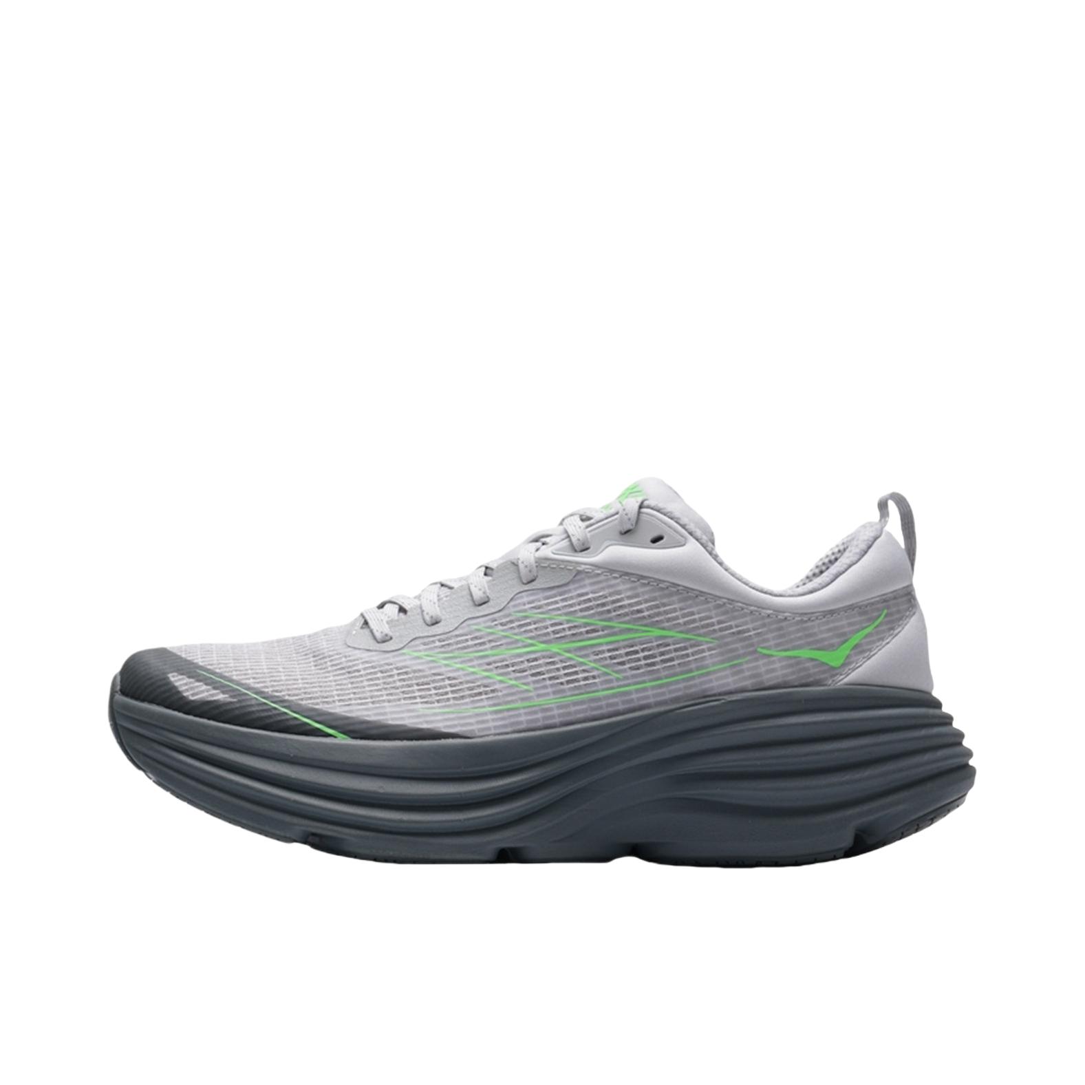 推荐商品：HOKA ONE ONE Bondi 8 邦代8 防滑耐磨 舒适轻便 网面透气 休闲百搭 缓震 跑鞋 星际灰/荧光绿