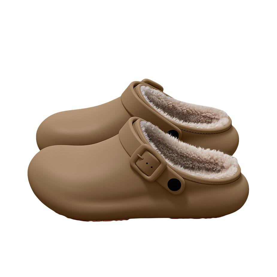 推荐商品：爱莉瑟 棉鞋 防水室内家居 2522 半拖/咖色