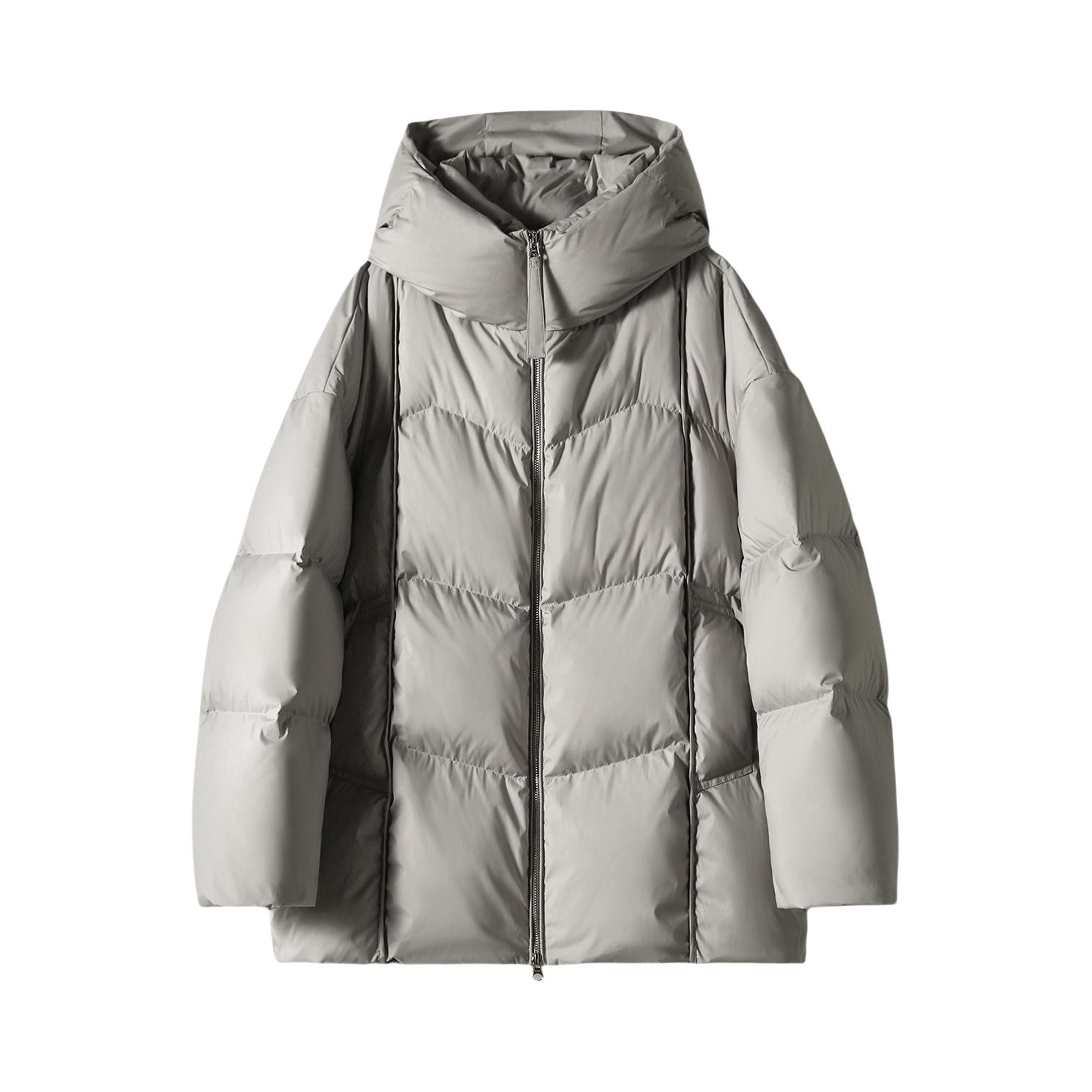 推荐商品：xhange/笑涵阁 倍暖系列纯色鹅绒长袖羽绒服 女装 YRC866310VG 月光灰