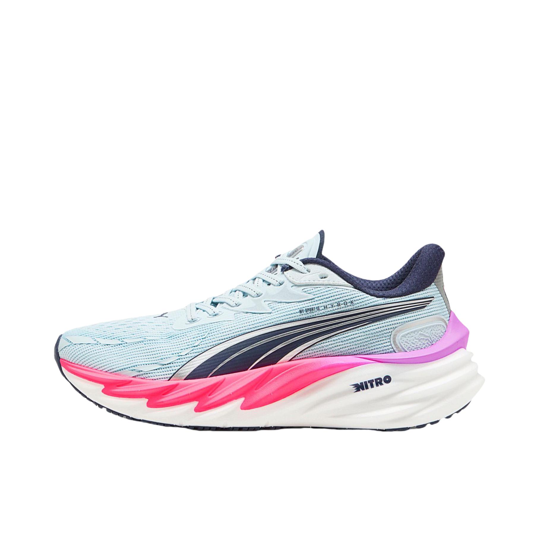 推荐商品：Puma/彪马 Velocity Nitro 4 跑鞋 透气减震回弹耐磨舒适 HYROX联名/女款/浅蓝色/粉红色/深蓝色