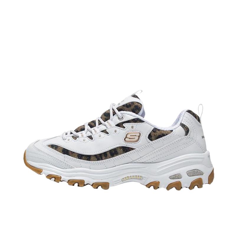 推荐商品：Skechers/斯凯奇 D'Lites 1.0 奶茶熊 熊猫鞋 老爹鞋 闪穿鞋 厚底增高复古缓震百搭 White/Leopard 豹纹/白色