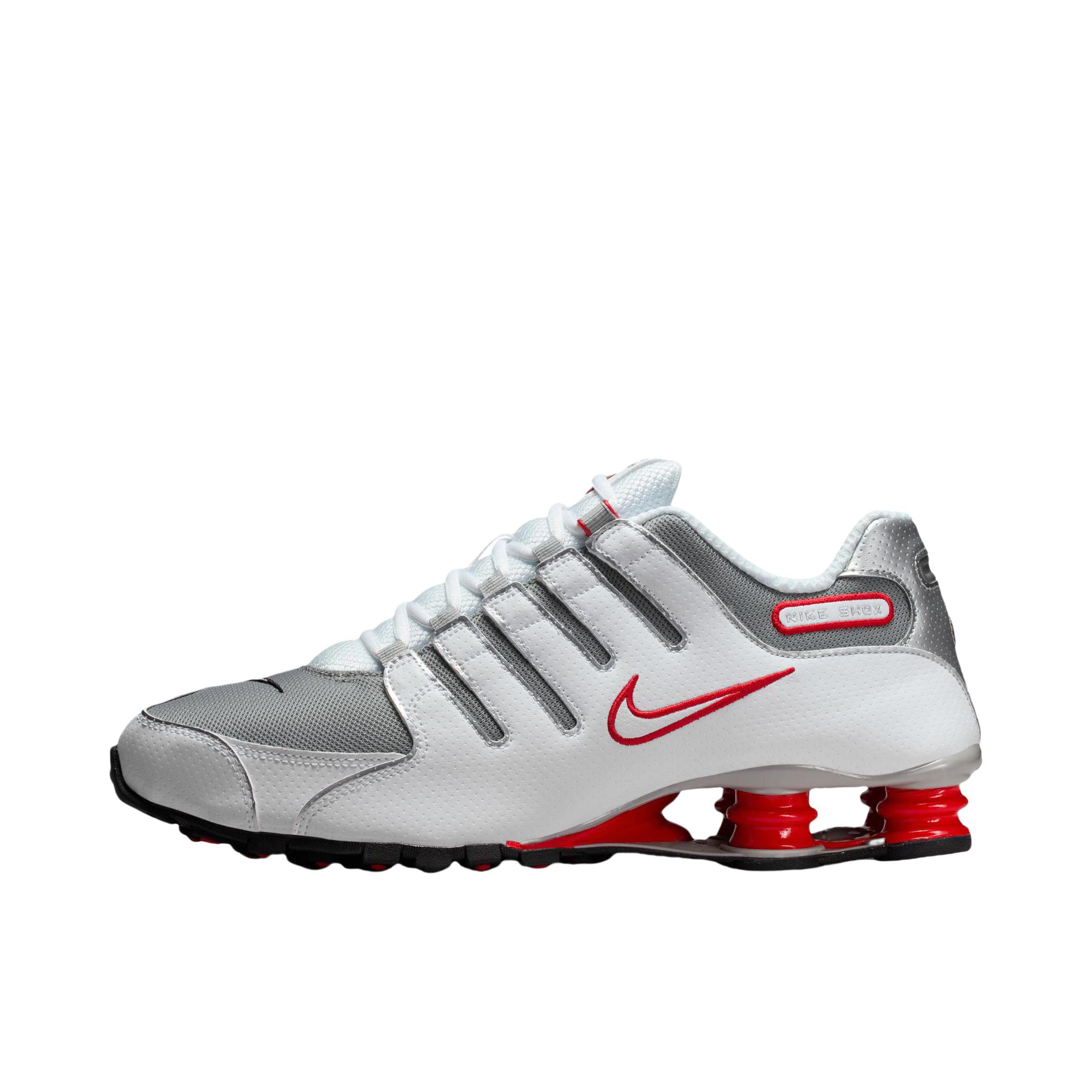 推荐商品：Nike Shox NZ 跑鞋 减震回弹防滑耐磨运动舒适皮革贴合支撑 红色/银色