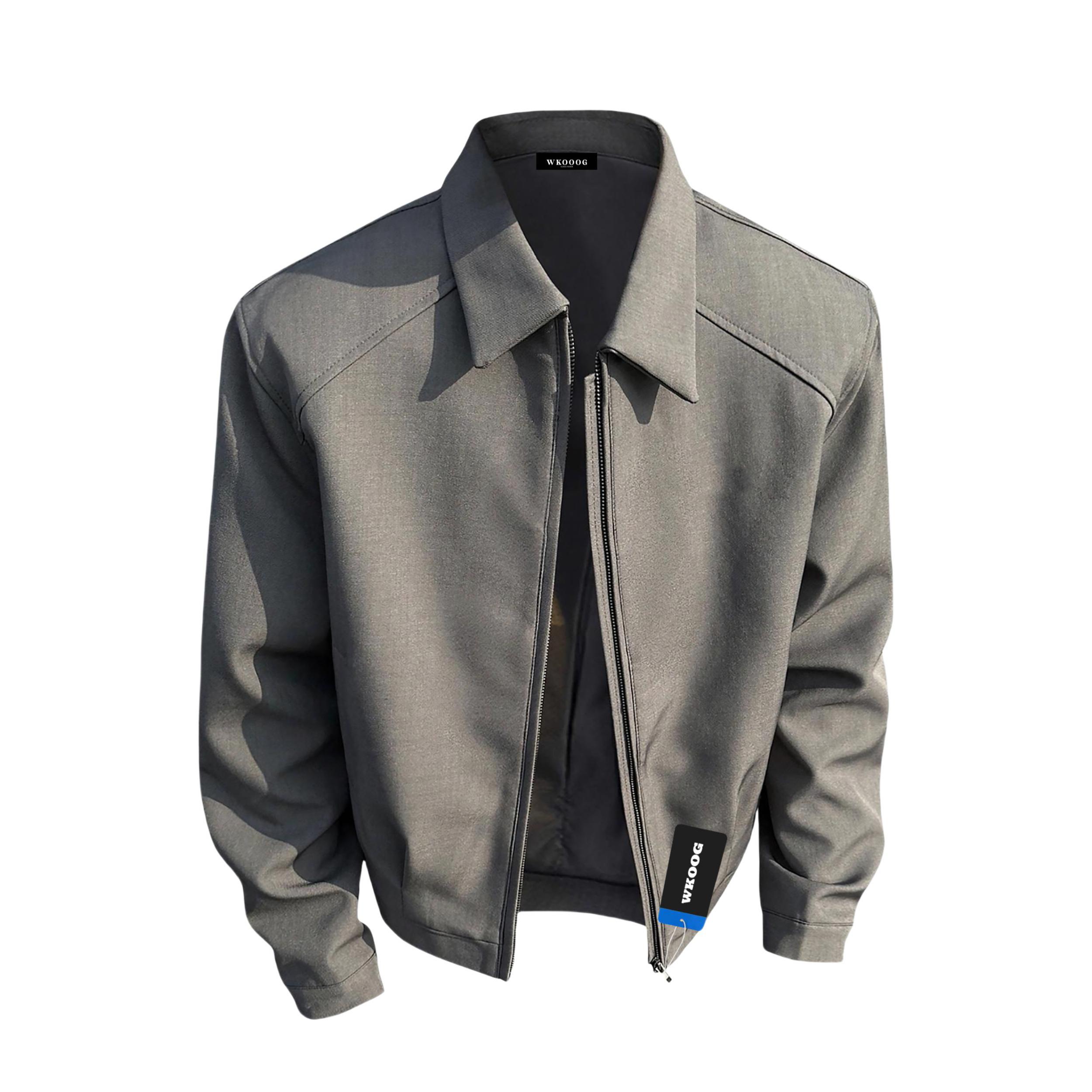 推荐商品：WKOOG 廓形哈灵顿加绒翻领垫肩长袖夹克 LQ-A102-C6067 灰