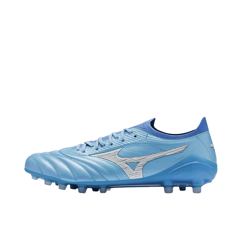 推荐商品：Mizuno/美津浓 Morelia NEO 4 β AG 足球鞋 胶质短钉人造草地减震透气支撑袋鼠皮轻便 天蓝色